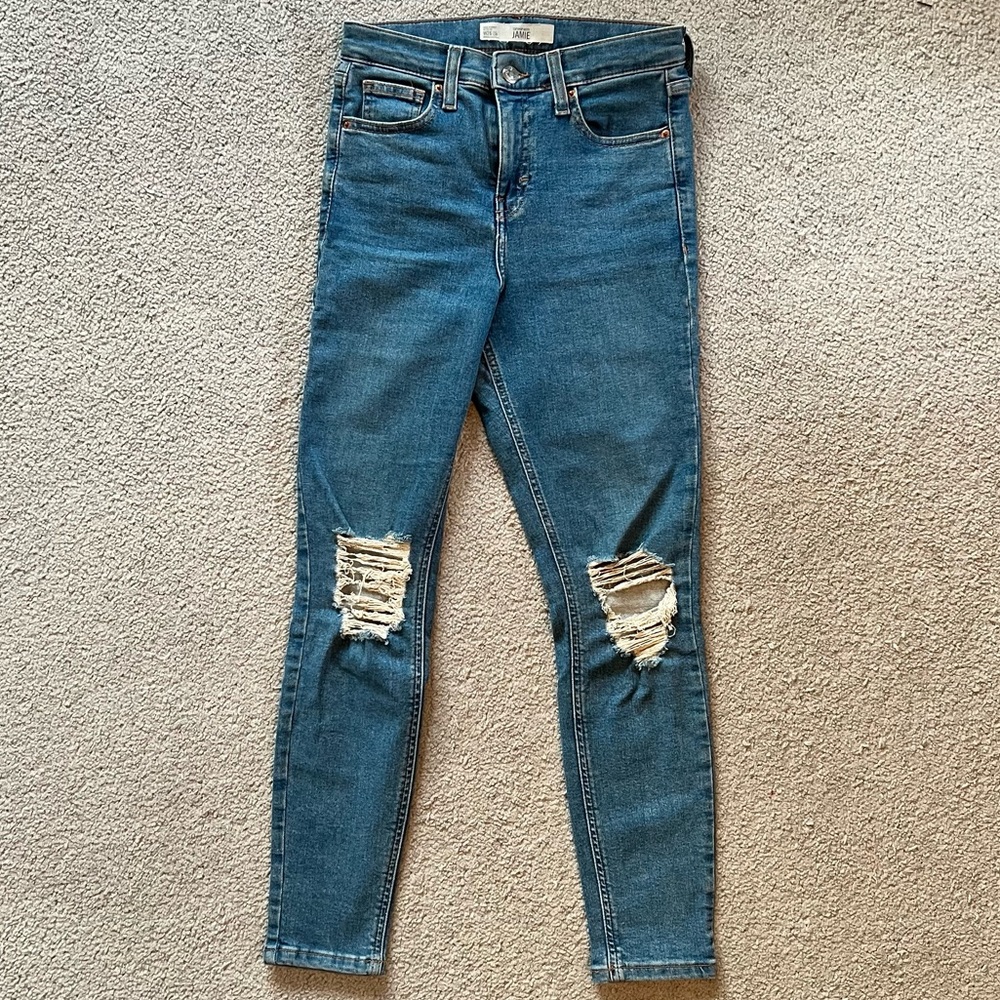 Topshop Jamie Moto Jeans Medium Wash 26W 30L